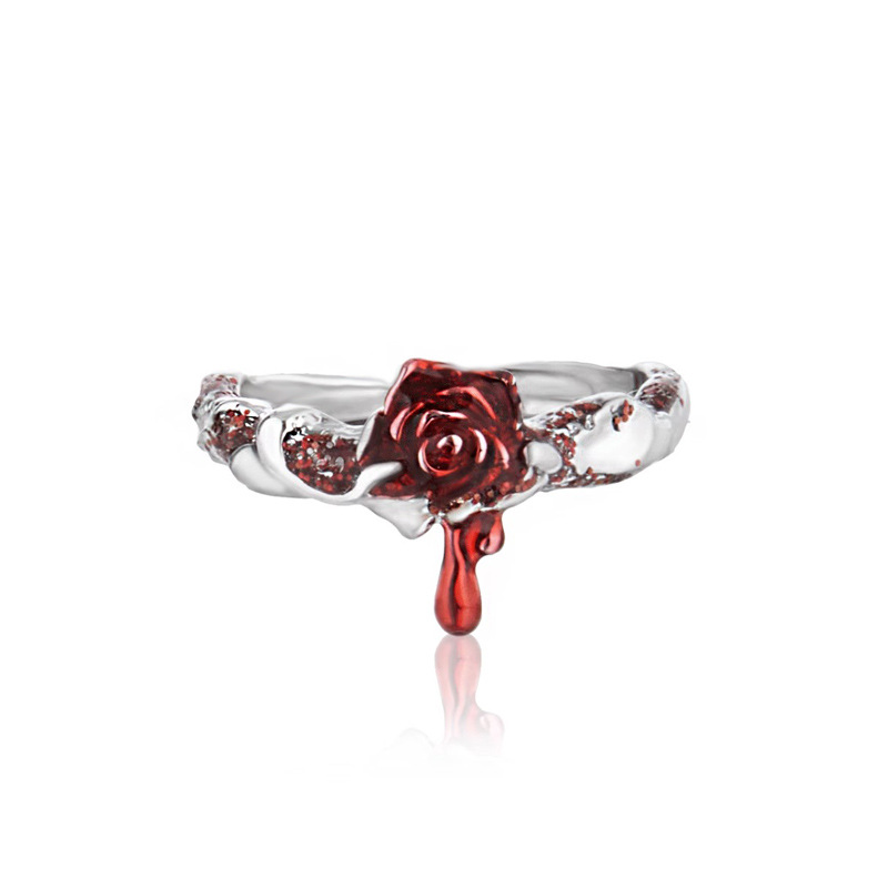 Sweet and cool style, fashionable and exquisite rose drip glaze ring, women's niche design, ins cold style, high-end sense, index finger ring trend Item Picture