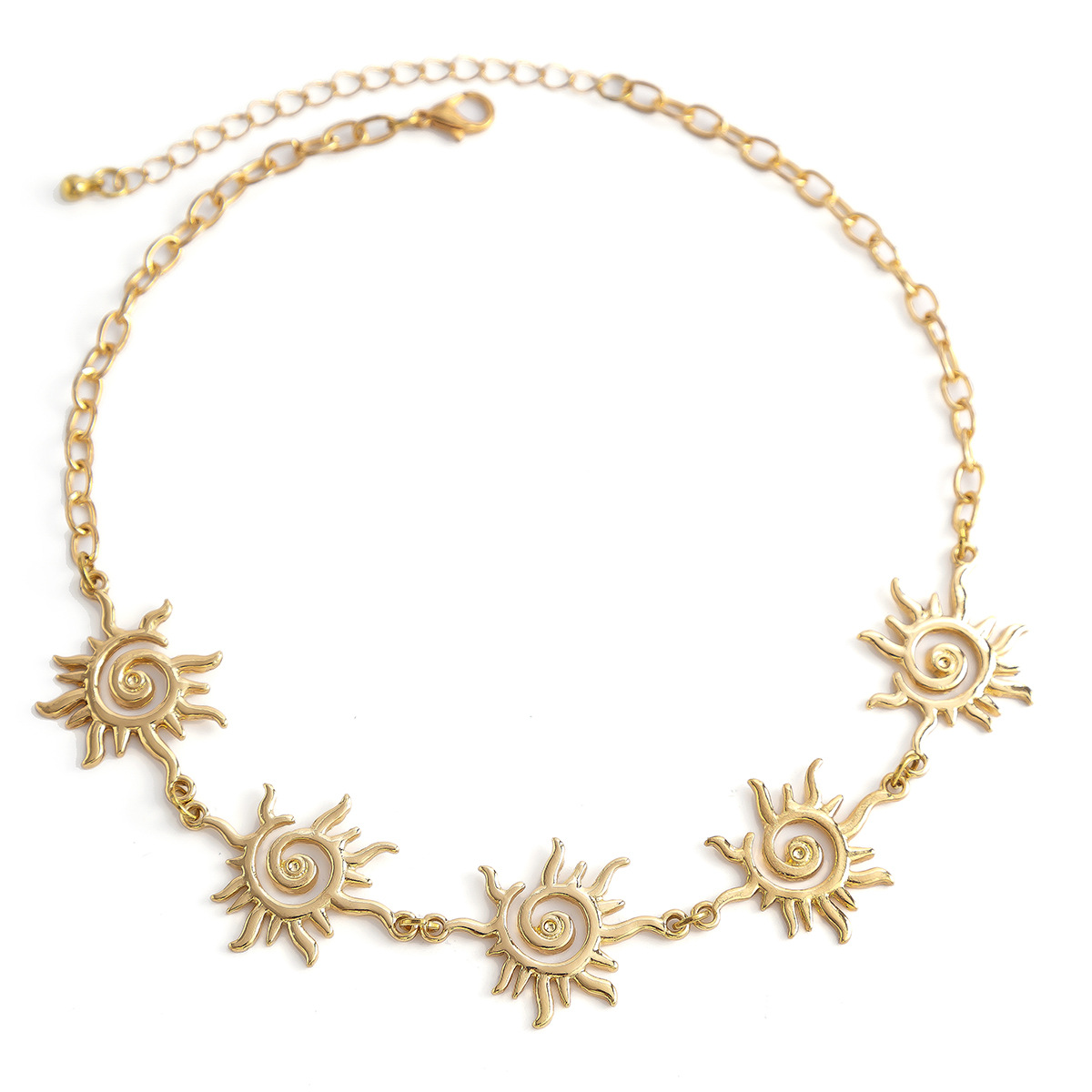 European and American cross-border threaded totem ins style single-layer necklace, simple national metal sun necklace item accessory Application Scenario