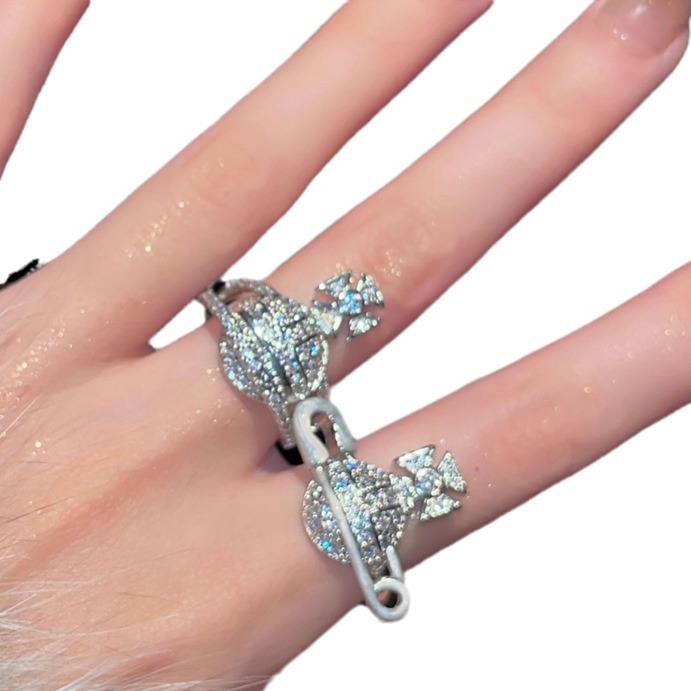 Saturn Ring women's niche design fashionable and individual index finger ring zircon opening decoration for girls, high-end and light luxury trend Item Picture