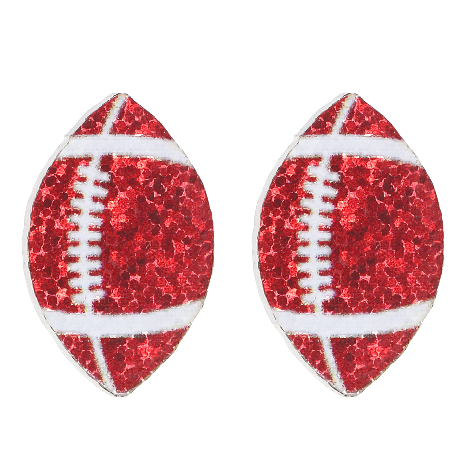 Cross-border retro acrylic heart-shaped stud earrings, women's doubles heart-shaped rugby, basketball and baseball sports ball earrings and accessories Item Picture