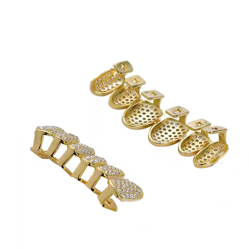 European and American braces, hip-hop accessories, micro-inset zircon braces, Halloween costumes, exaggerated and unique hip-hop factory supply Item Picture