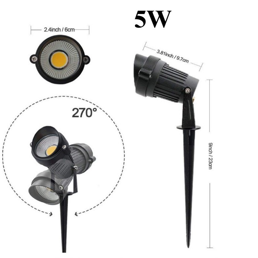 COB outdoor waterproof tree lamp 3W / 5W with brim and bevel high-voltage Euro standard 85-265v plug-in tree lamp Item Picture