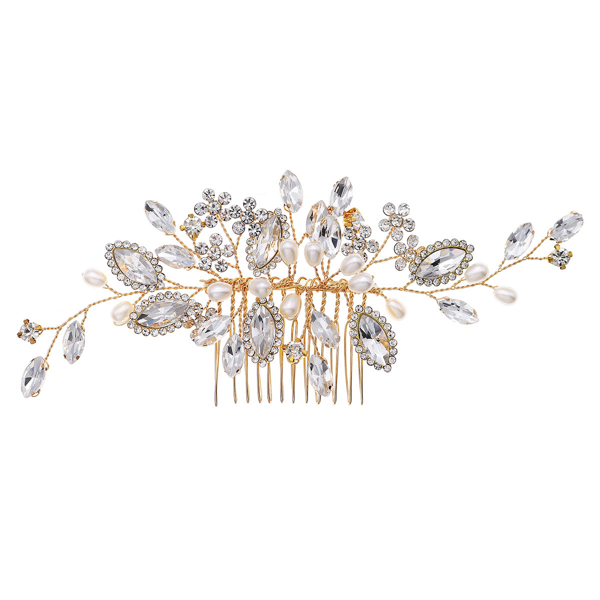 New European and American bridal comb hair accessories, wedding ladies' retro updo hair accessories, handcrafted rhinestone and pearl hair combs Item Picture