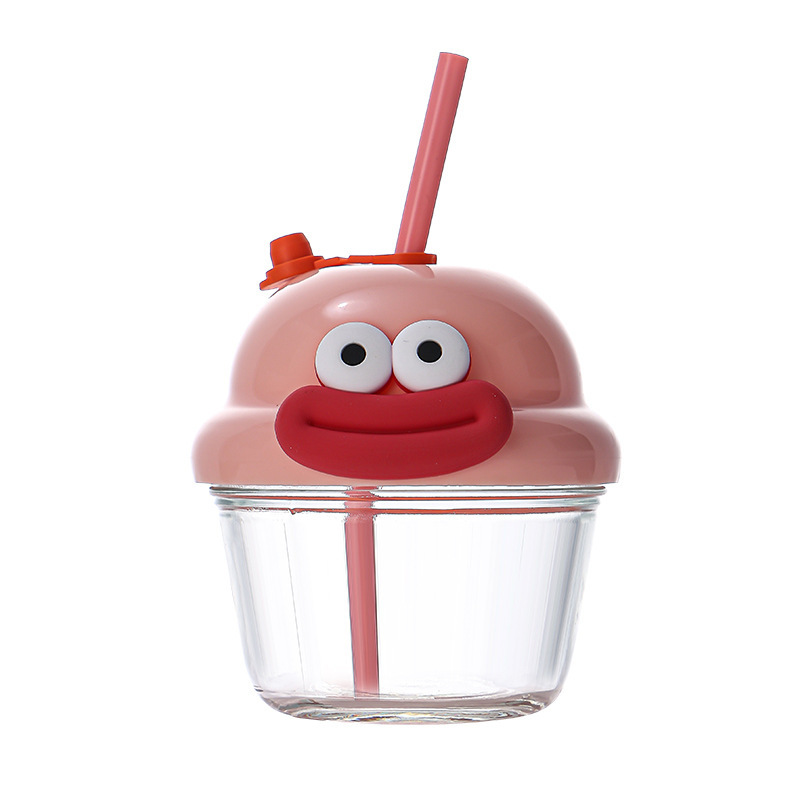 ins Dundun Cup Mini Water Cup Glass Cup Small Milk Cup Women's Coffee Milk Cup High Appearance level Chubby cup with straw Item Picture
