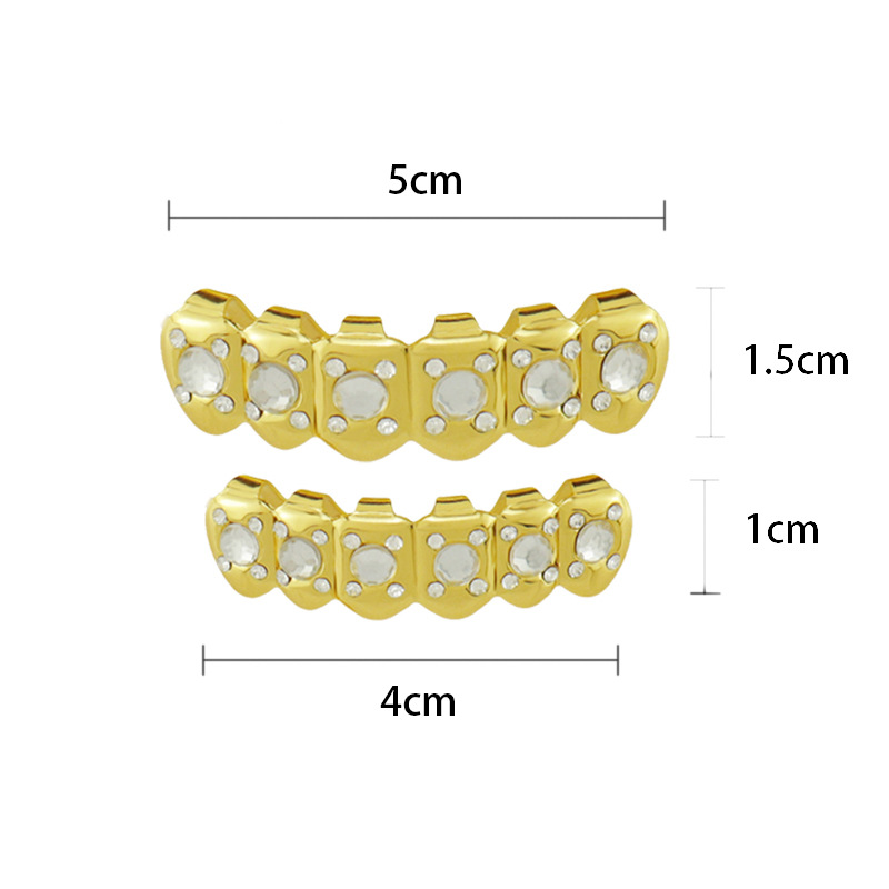 Ins-style cross-border single hollowed-out braces, Halloween hip-hop costume braces, 18K gold-plated vampire sharp braces details Picture