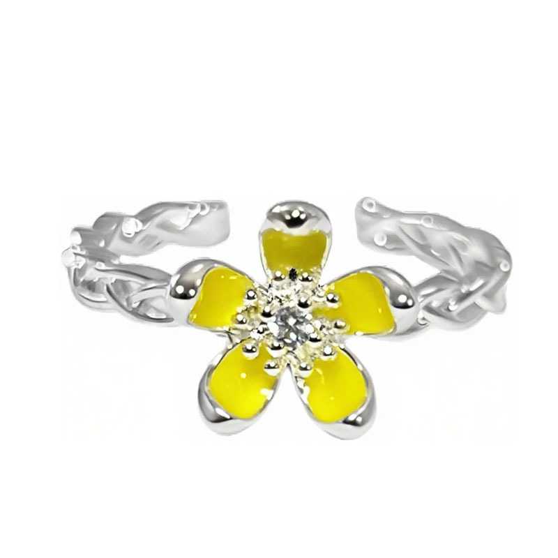 Sweet and cool, unique yellow flower butterfly, exquisite and elegant open ring, cold and elegant French style, gentle and versatile ring Item Picture