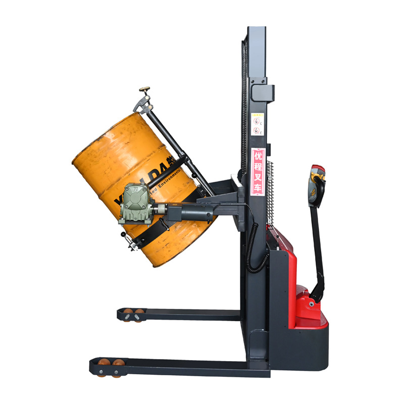 Youcheng forklift all-electric oil drum weighing and unloading vehicle, oil drum iron drum lifting and flipping vehicle, plastic drum, chemical drum electric Application Scenario