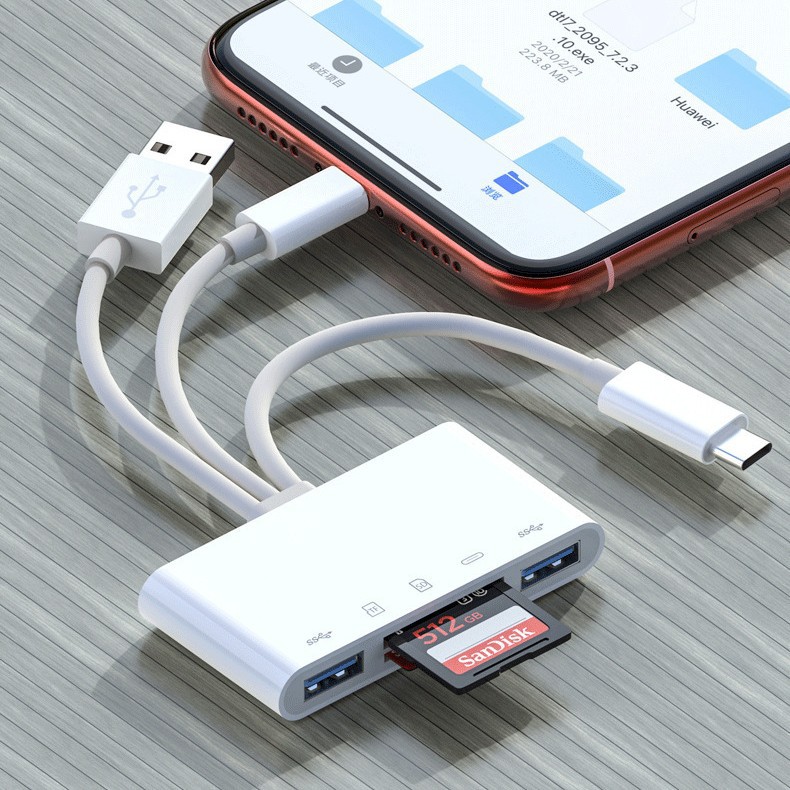 The camera memory card sd card reader multi-functional otg adapter is suitable for type-c Apple phone card readers Application Scenario