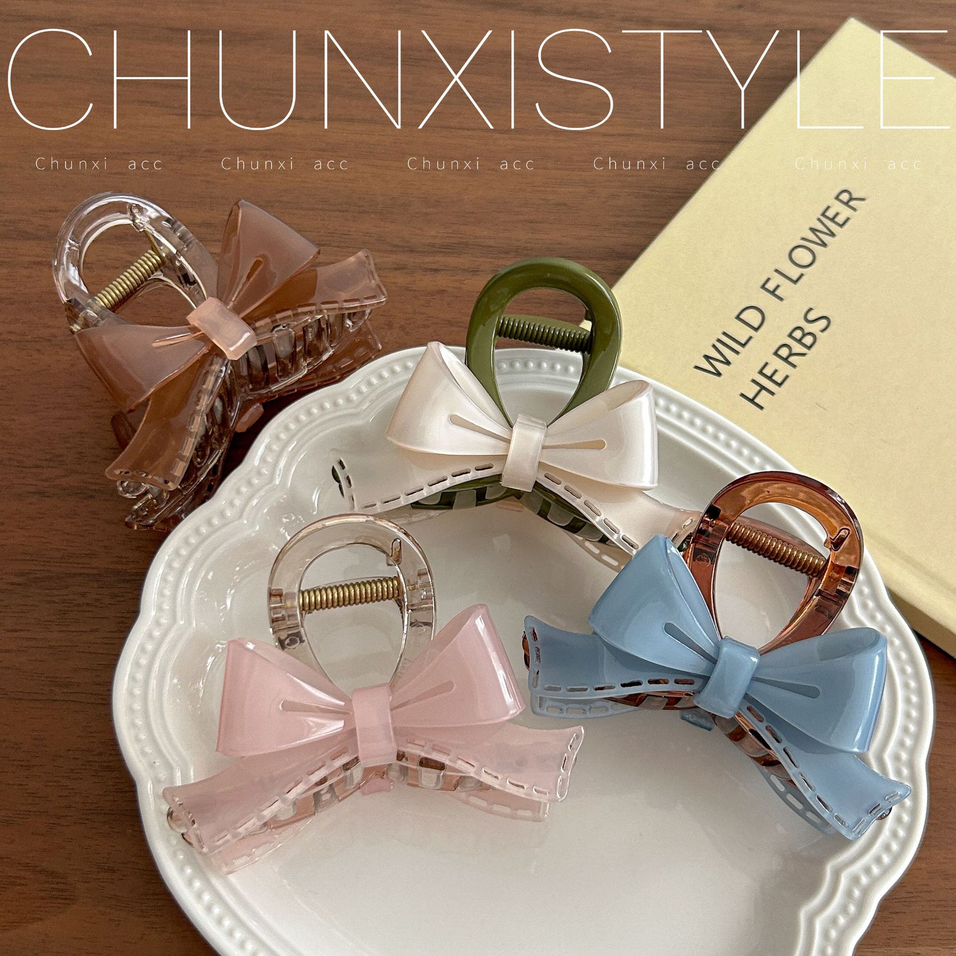 Fresh ins acetate bow clip headwear, hairpin, women's back of the head, 2024 new high-end shark clip details Picture