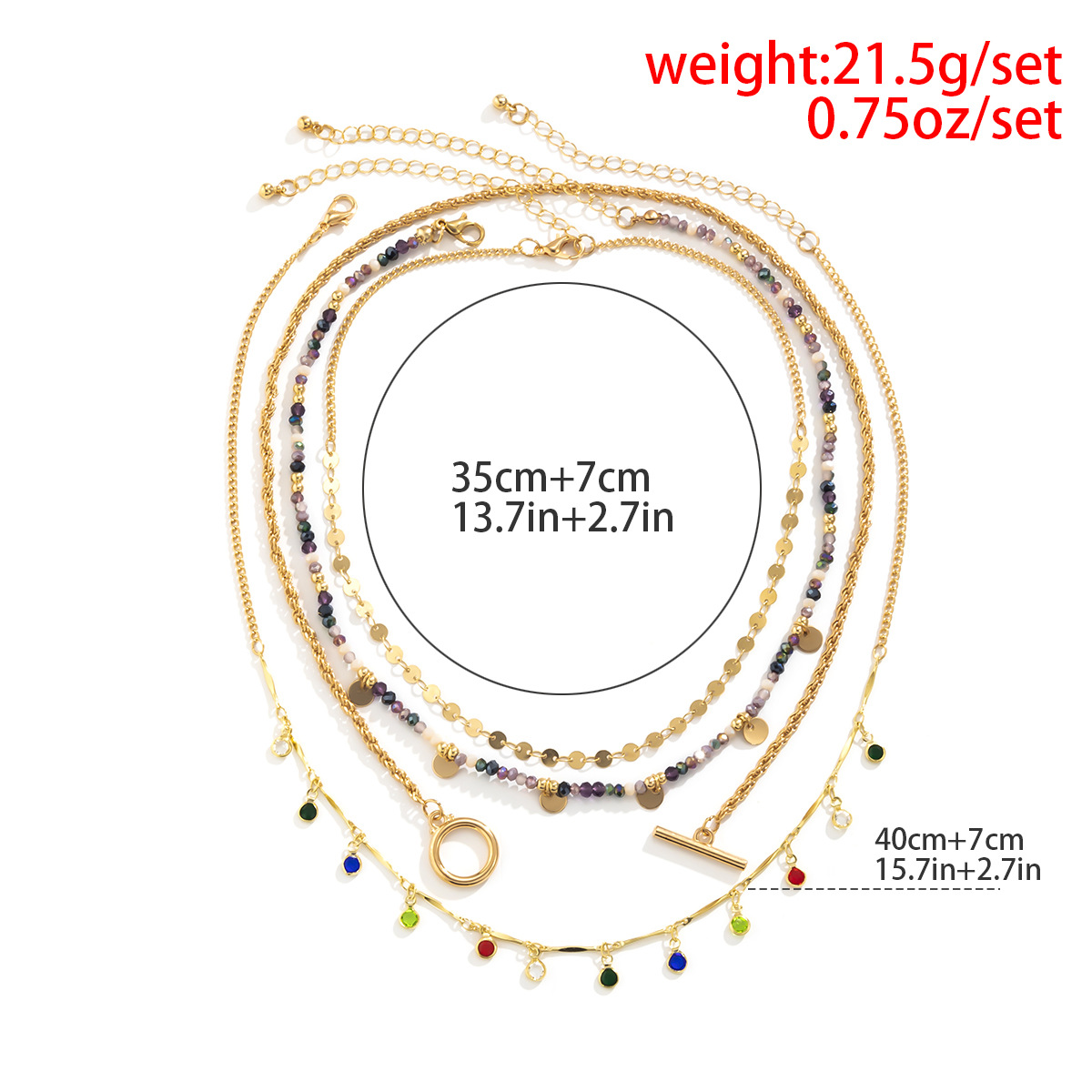 European and American cross-border jewelry, retro colorful rhinestone tassels, versatile necklaces, stacked with niche crystal beads and sequins necklaces Application Scenario