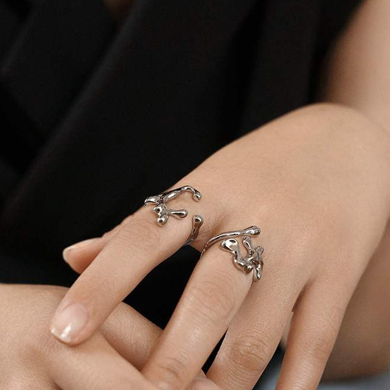 Fashionable geometric irregular ring for women, unique and creative design sense, simple, sweet and cool open ring index finger ring details Picture