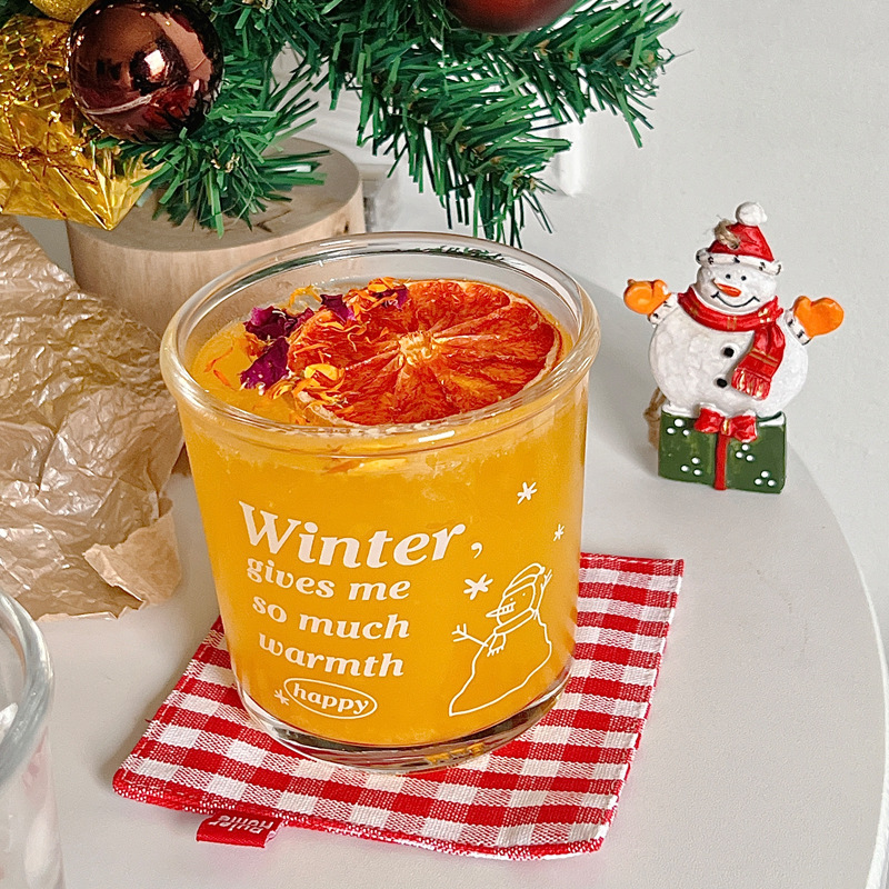 Bolimei Christmas Glass Cup, Korean InS-style glass cold brew coffee cup, dessert Glass cup Specification drawing