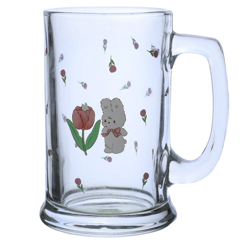 Bolimei ice Tea Cup, Glass Milk Cup, Girlish Heart Water Cup, Glass Cup, large-capacity drinking cup Item Picture
