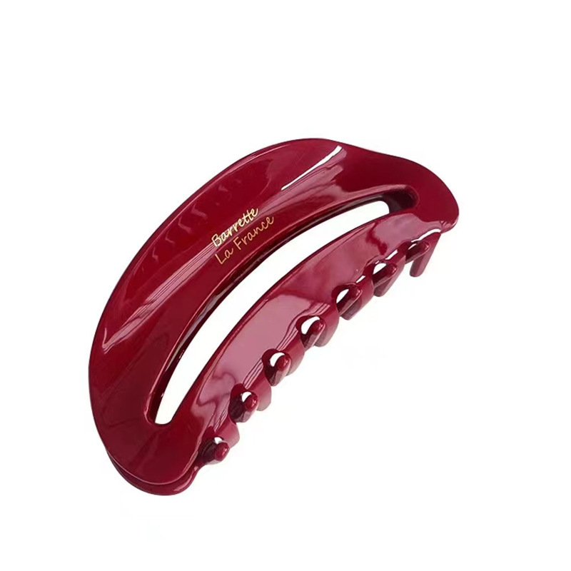 Red French retro style hair clips for women, autumn and winter bangs, broken hair clips, high-end side acetate hair accessories Item Picture