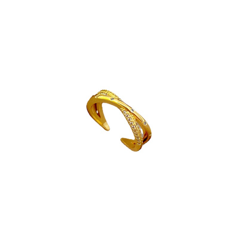 【 Real gold electroplated 】 Open ring for women, fashionable and individual ring, index finger ring, the same style as Internet celebrities, simple and cold style Item Picture