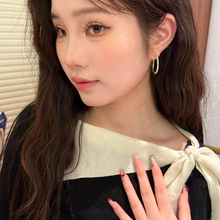 Plain ring earrings for women, a new and popular product in 2025, featuring large ring ear rings in Korean style, versatile and high-end earrings Application Scenario