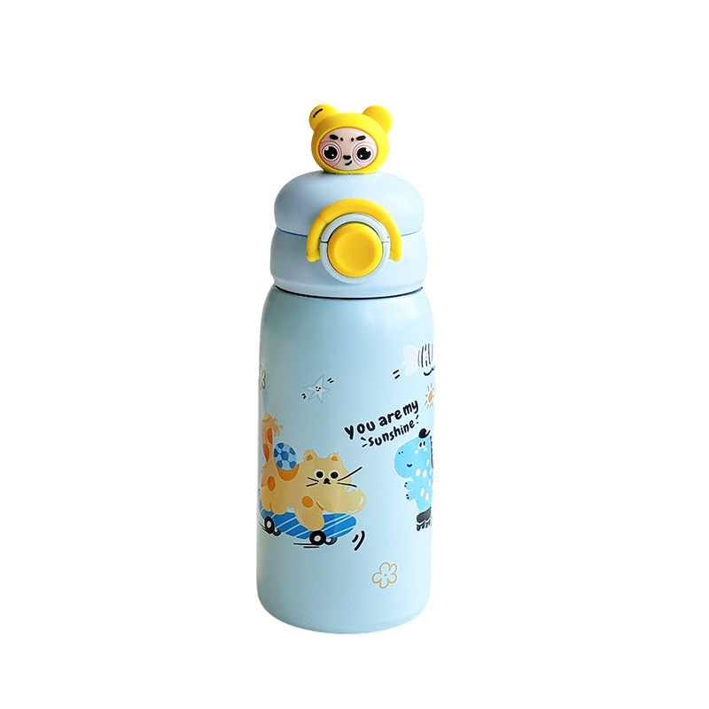 Cute cartoon bouncing children's insulated cup, portable and hand-held insulated water cup for students to go to school, back-to-school season gift Item Picture