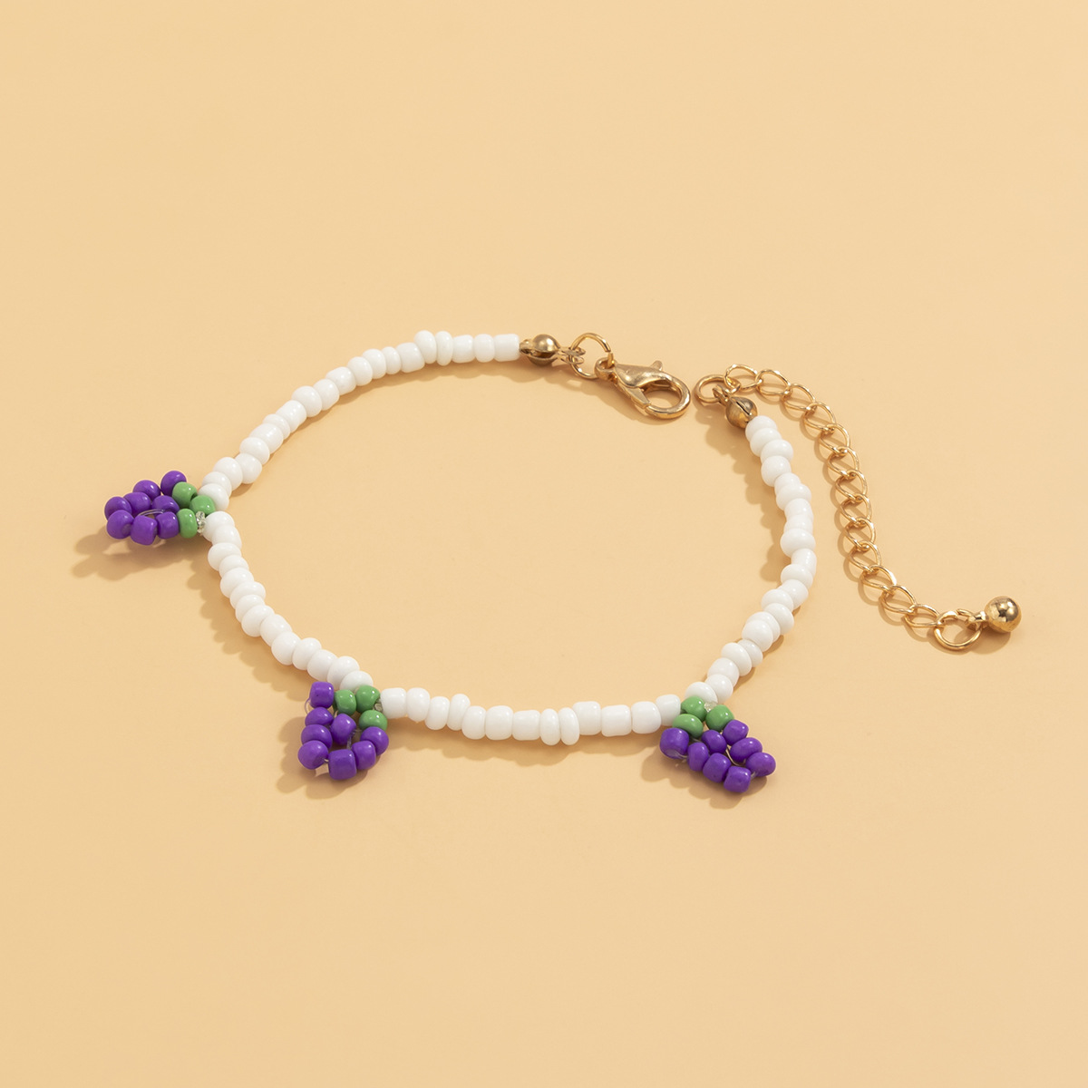 European and American cross-border jewelry, sweet and cool woven fruit and small grape pendant necklace, simple geometric beaded rice bead necklace Specification drawing