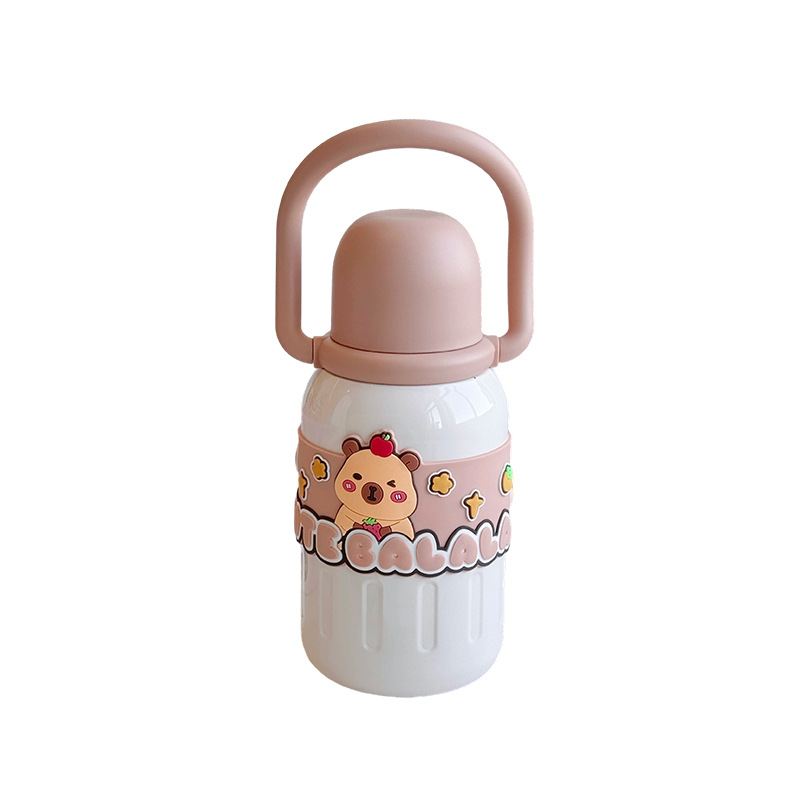 Cute cartoon pet insulated cup, tea-water separation portable insulated water cup, high appearance level, stainless steel cup for college students Item Picture