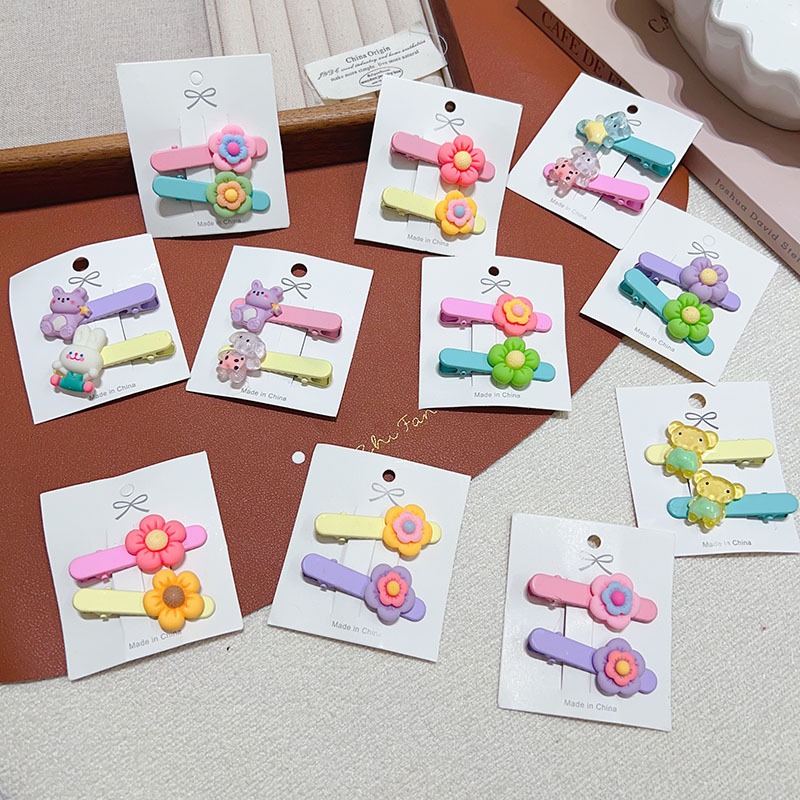 New sweet children's flower duckbill clip, girl side bangs, hairpin, cute headwear clip accessory full figure