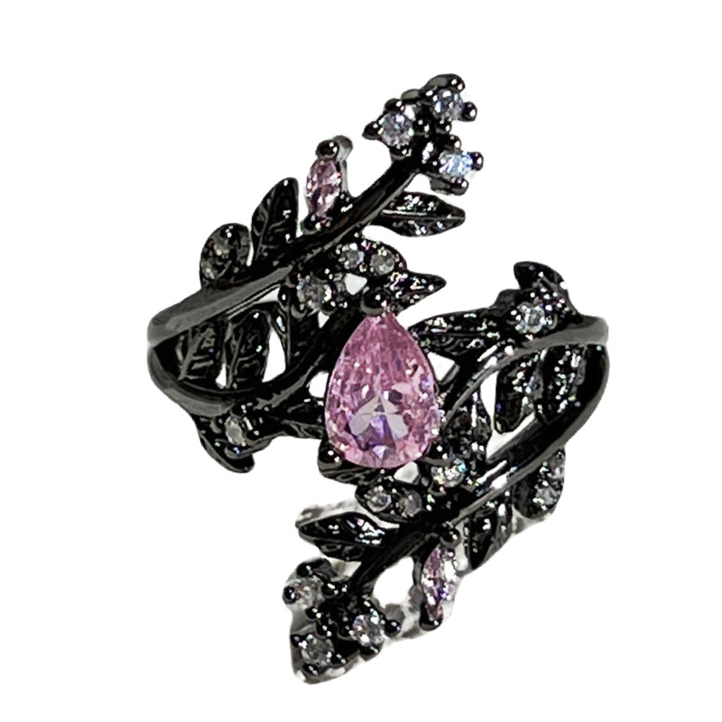 European and American dark thorn flower punk personality ring, gender-neutral style crow trendy cool sunflower two-color index finger ring Item Picture