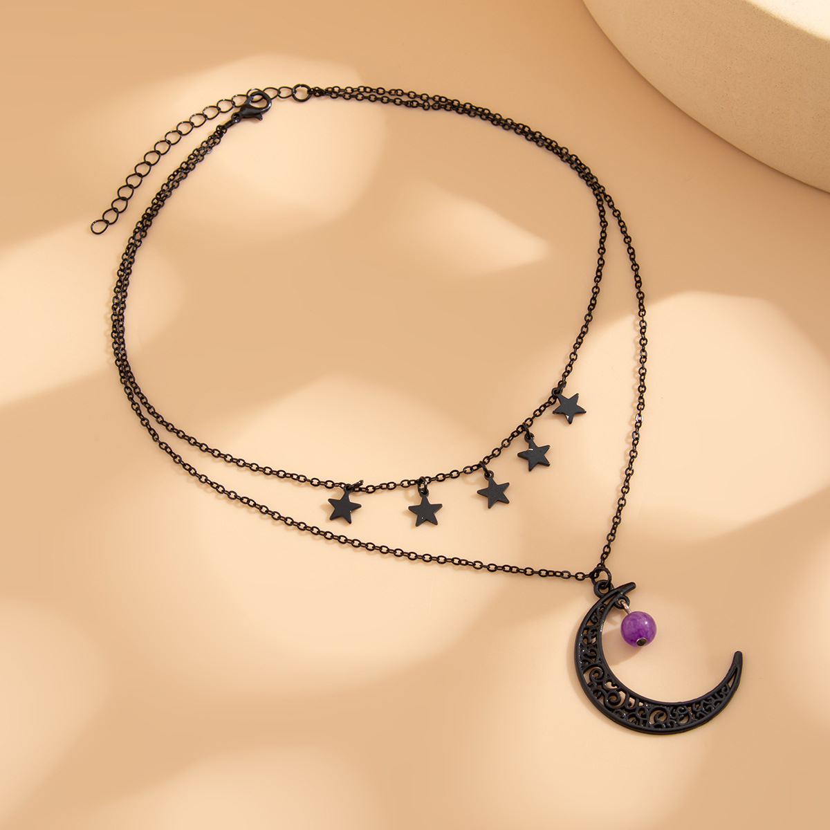 European and American cross-border jewelry, dark style moon pendant collarbone chain, Halloween creative star alloy necklace with multiple layers Application Scenario