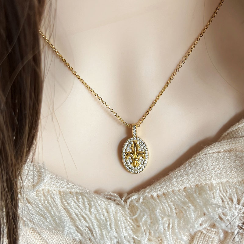 vintage French retro sparkling oval diamond Iris ring stud necklace, high appearance level and elegant set Specification drawing