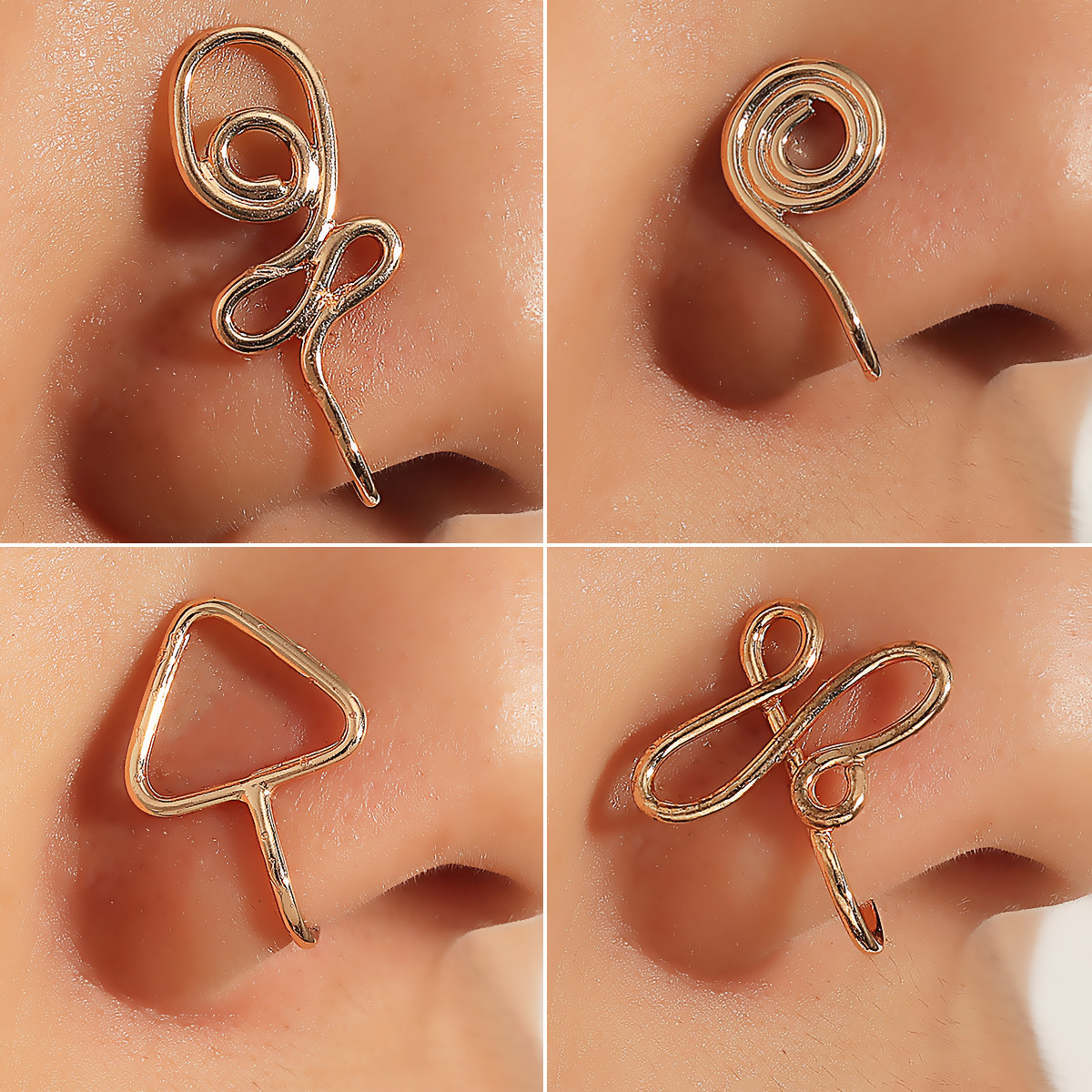 New creative non-perforated nose ornaments, copper-plated U-shaped nose clips, foreign trade nose ornaments for women full figure