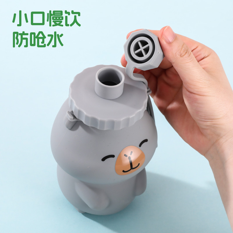 New folding water bottle for outdoor children's cute Kapi Barati hand silicone sports water bottle Specification drawing