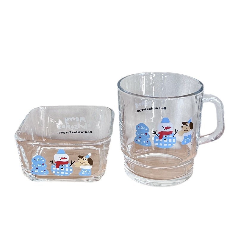 Ins-style Christmas atmosphere glass cups, snowman puppies, cute milk cups, coffee cups, breakfast cups Item Picture