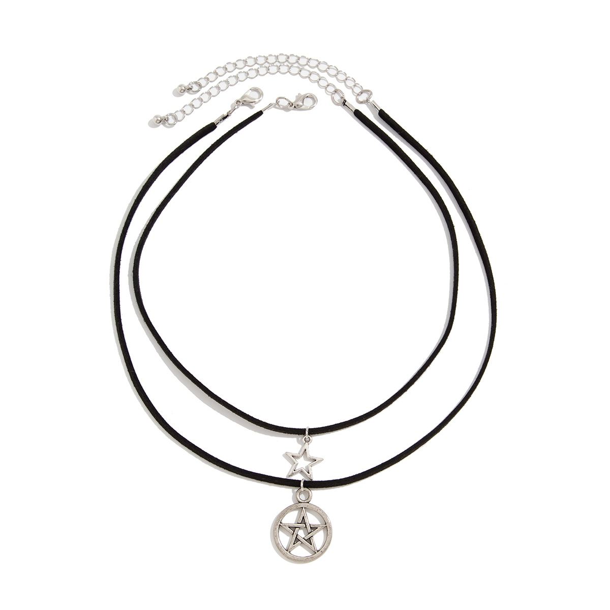 European and American cross-border jewelry, ethnic style, Korean velvet multi-layer collarbone chain, retro hollowed-out moon alloy pendant necklace Item Picture