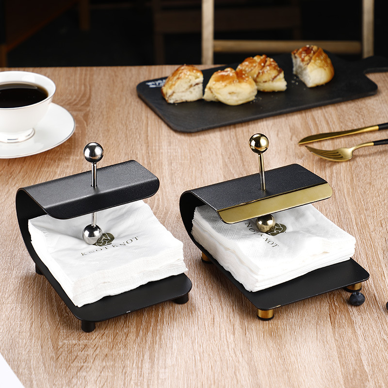 Restaurant commercial hotel tissue box, simple stainless steel square Western cuisine paper pressing stand, tissue holder, light luxury direct sales details Picture