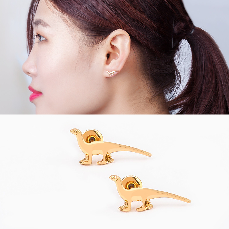 Spring new style small animal dinosaur set, personalized earrings, Japanese and Korean couple earrings, stud earrings, Yiwu small commodities wholesale Specification drawing