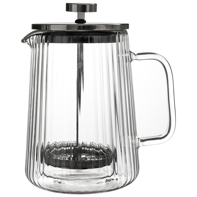 Double-layer high borosilicate glass vertical pattern filter press, household tea maker, milk foam, hand-brewed coffee maker Item Picture