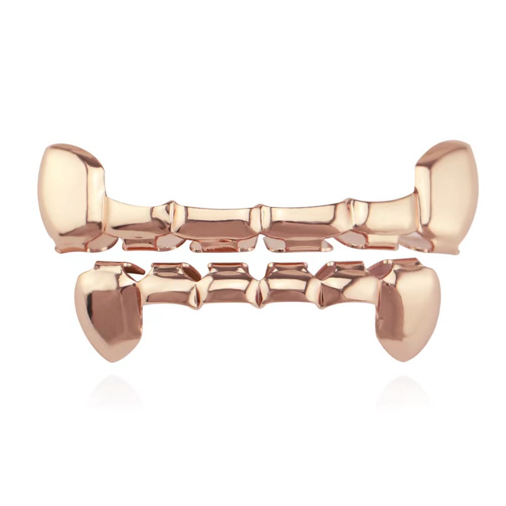 The cross-border best-selling Hippop18K hip-hop flat tooth hollowed-out tiger tooth braces from Europe and America are fashionable and trendy items Specification drawing