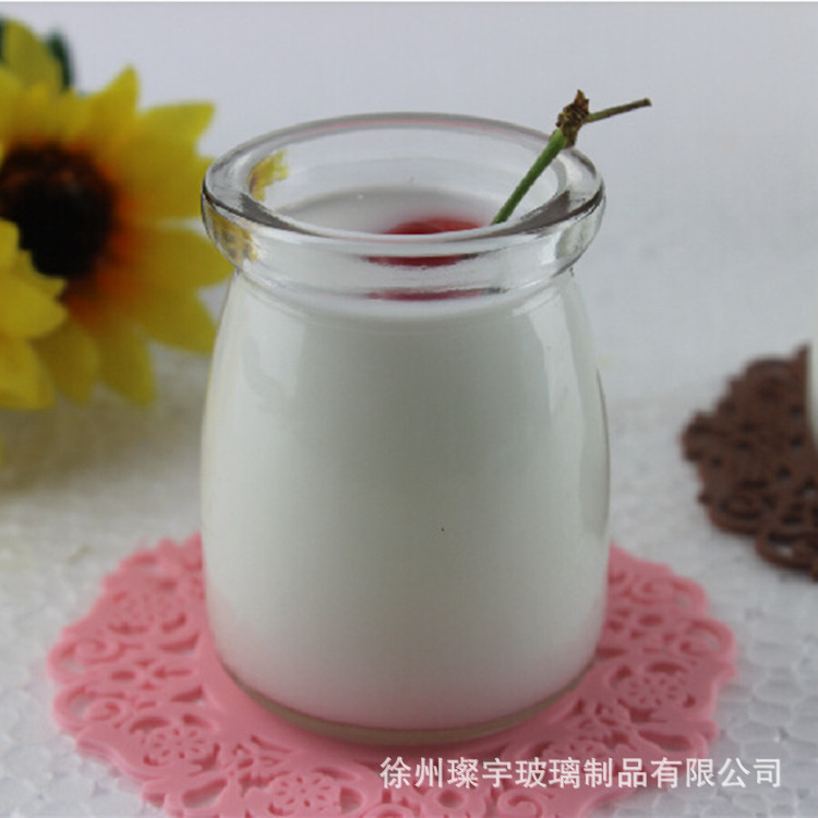 Pudding cup 100ml yogurt bottle Pudding bottle thickened milk glass bottle Jelly Mango pudding cup Specification drawing