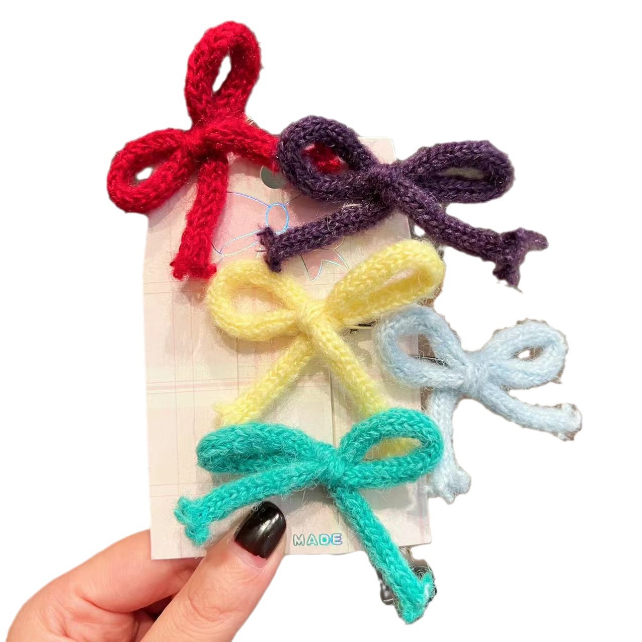 Candy-colored wool bow ribbon hair clip, cute and sweet, soft girl, broken hair bangs clip, edge clip, children's hair accessory, girl Item Picture