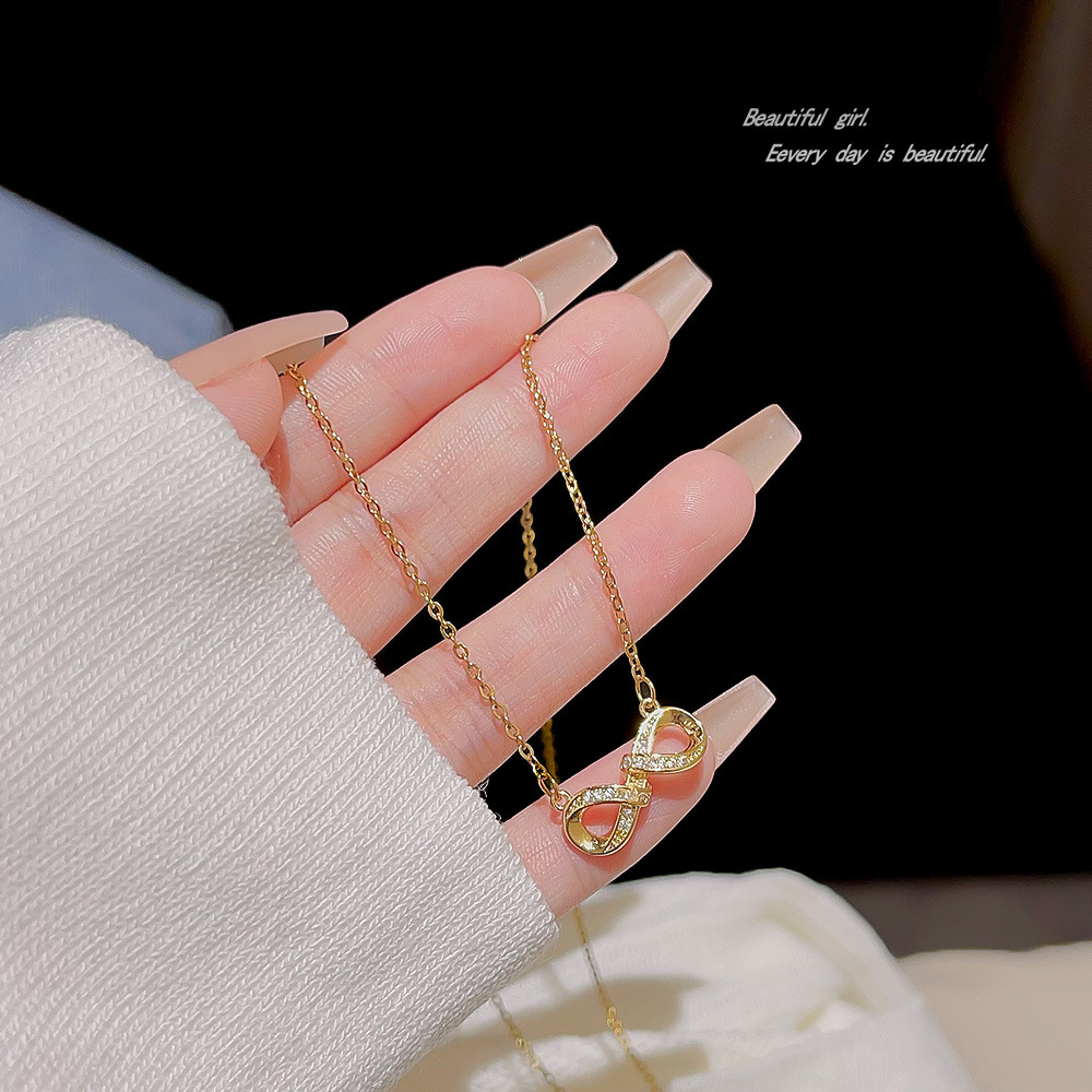 A simple and versatile 8-shaped necklace from South Korea that doesn't fade, a light luxury pendant, a new niche necklace, and a sweet collarbone chain that is popular among Internet celebrities Specification drawing