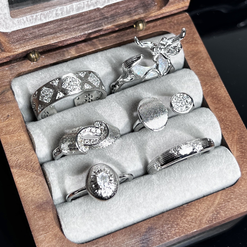 Simple geometric Italian craftsmanship brushed, fashionable open ring, women's Instagram, cold style, high-end feel ring Specification drawing