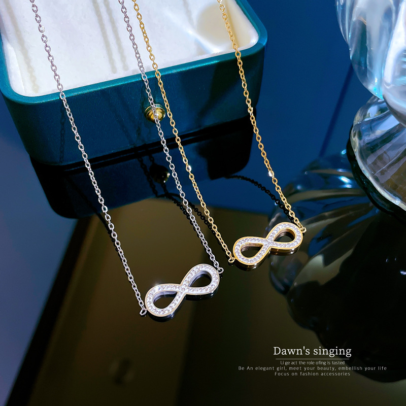 【 All-titanium Steel 】 Bow eyes, minimalist style, real gold necklace inside the furnace, female Instagram influencer collarbone chain accessory full figure