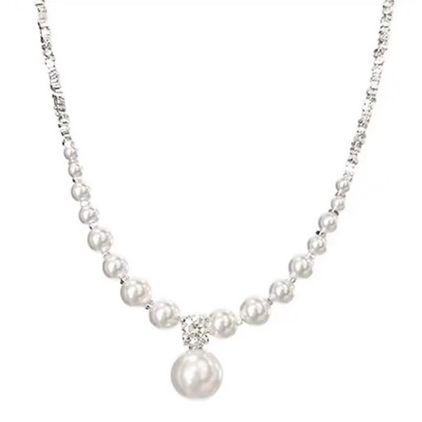 Pearl broken silver necklace with a cold and aloof female design sense, simple collarbone chain, wholesale accessories Item Picture