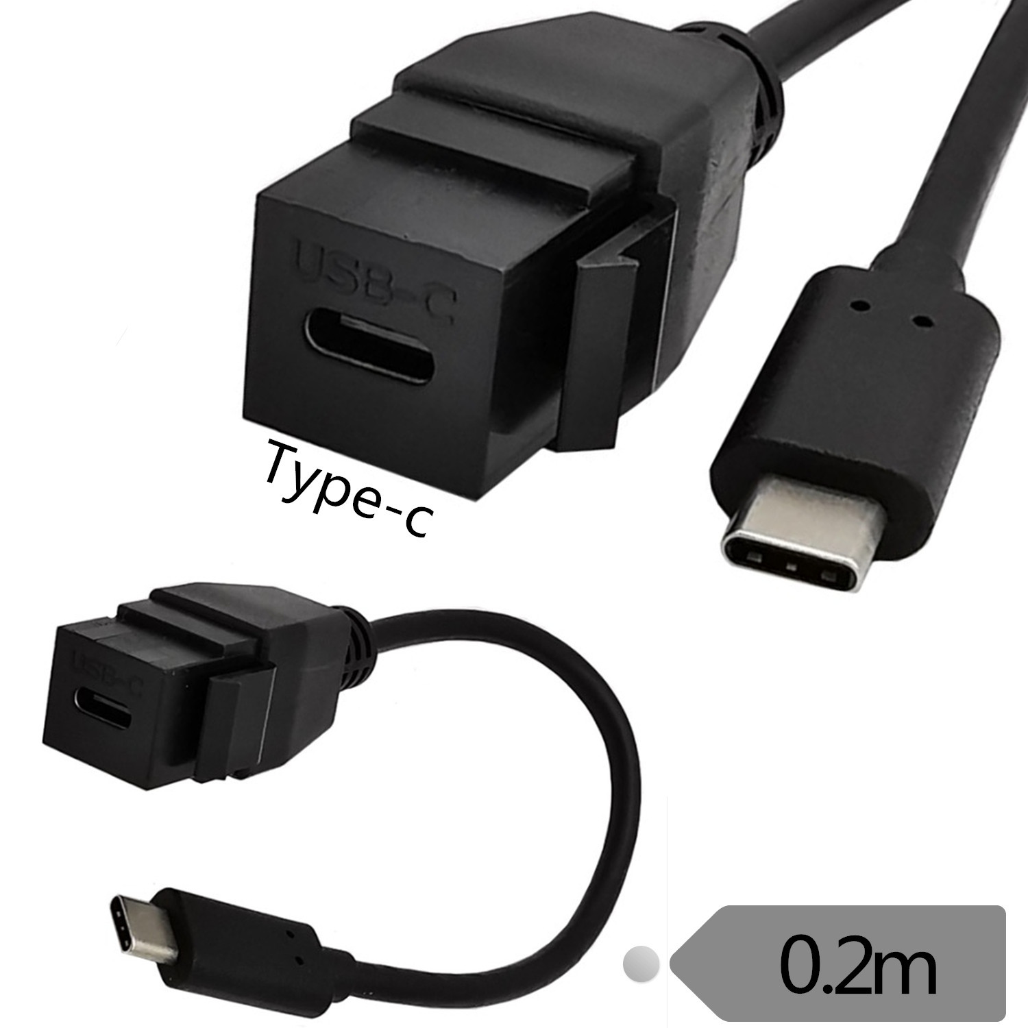USB3.1 version USB TYPE-C male to female with snap-on panel wall plug USB through-hole panel with cable socket cable details Picture