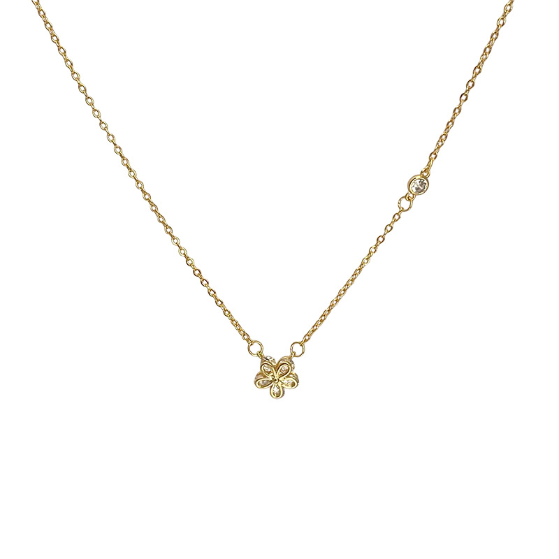 Flower zircon necklace for women, a niche design, sweet collarbone chain and necklace, 2024 new style accessories wholesale Item Picture