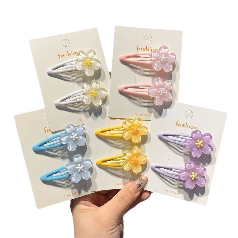 Spring and summer children's cherry blossom hair clips, sweet and cute flower bangs, side clips, and girls' hair clips at the back of the head are all on sale Item Picture