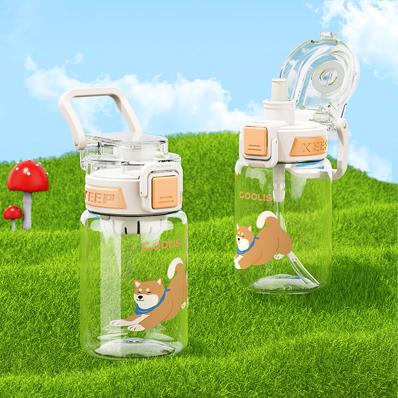The Shiba Inu series TRitan plastic cups feature a high level of appearance, cute cartoon big-bellied cups, and plastic straws for female summer students details Picture