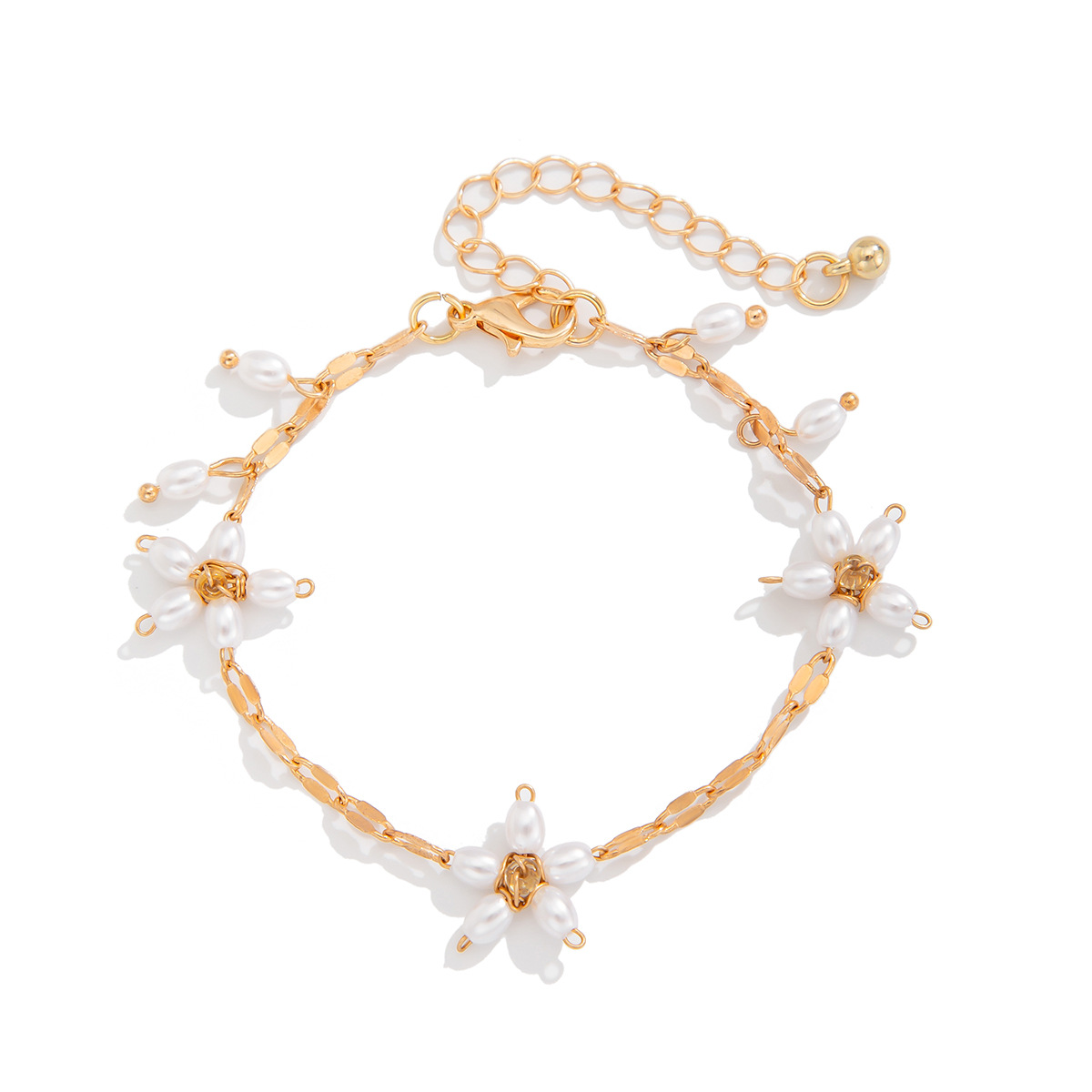 European and American cross-border jewelry design sense pearl beaded flower pendant Necklace French copper chain Necklace set Item Picture