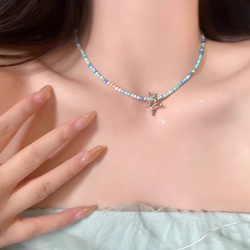 The new blue star pendant necklace is sweet and unique for women, with an ins style and versatile style. It's a necklace and collarbone chain for women Application Scenario