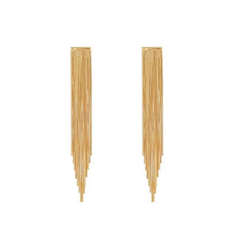 Simple, high-end, versatile and fashionable long chain tassel stud earrings, women's ins trendy European and American style design earrings and earrings Application Scenario
