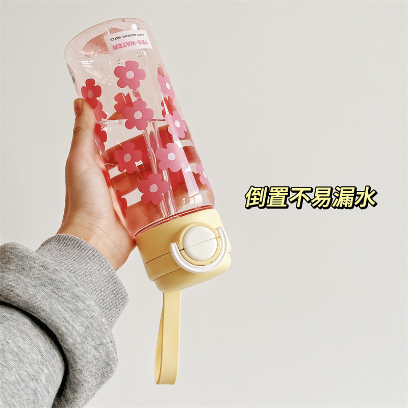 Tritan bouncing double-drinking handle straight cup, cute cartoon plastic water cup, student high appearance level double-drinking spout straw cup Application Scenario