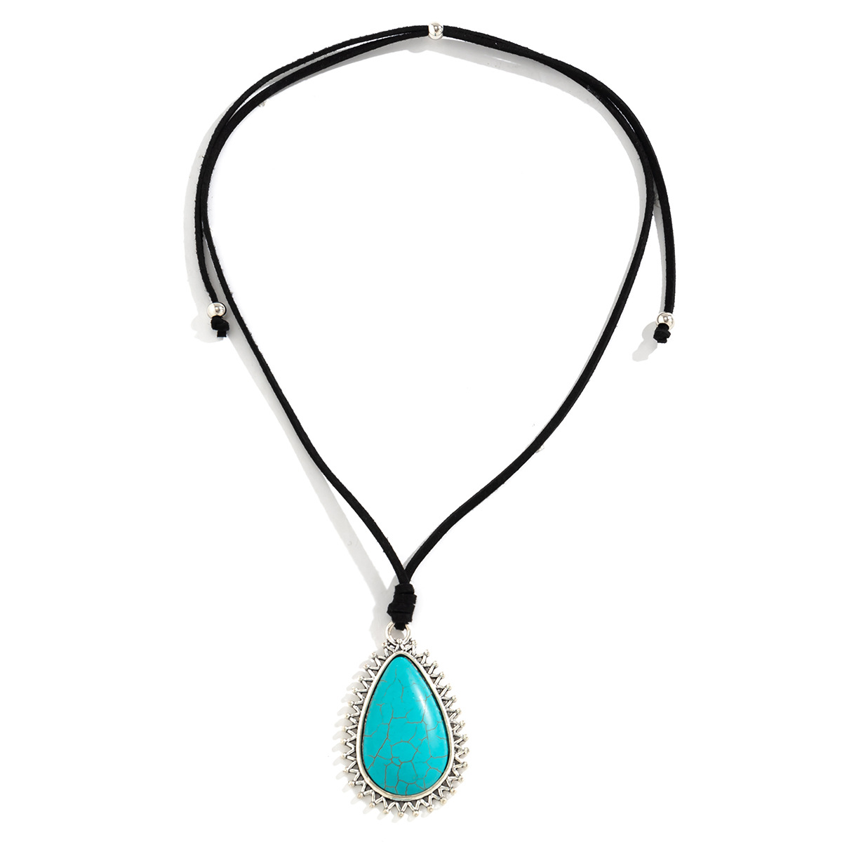 European and American cross-border jewelry beach Bohemian mermaid necklace, turquoise heart pendant, adjustable drawstring collar Application Scenario